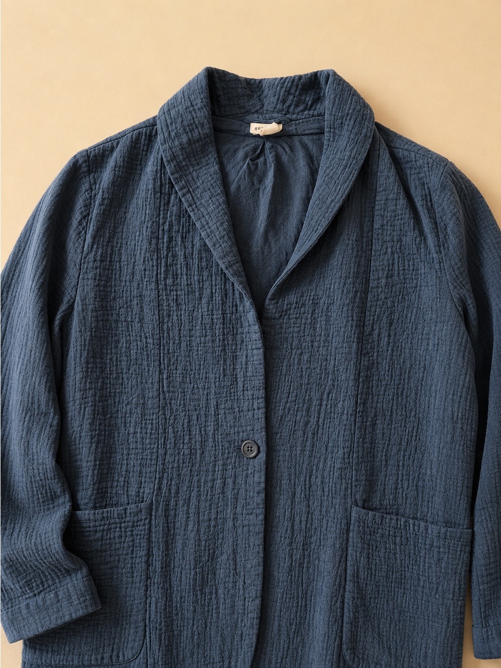Pact 100% Organic Cotton French Navy Coastal Double Gauze Jacket - Picture 4 of 7